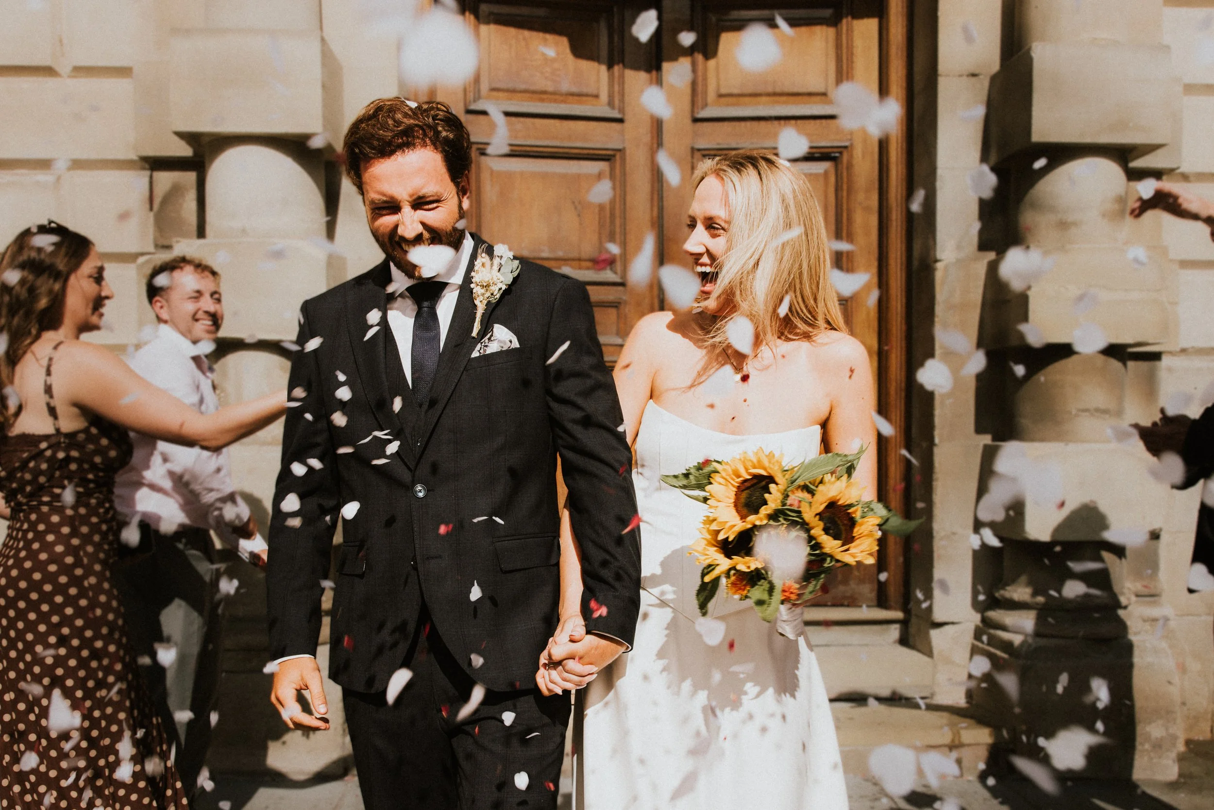 Natural confetti exit wedding moment, Somerset & Cotswolds - Josh Ward Creative