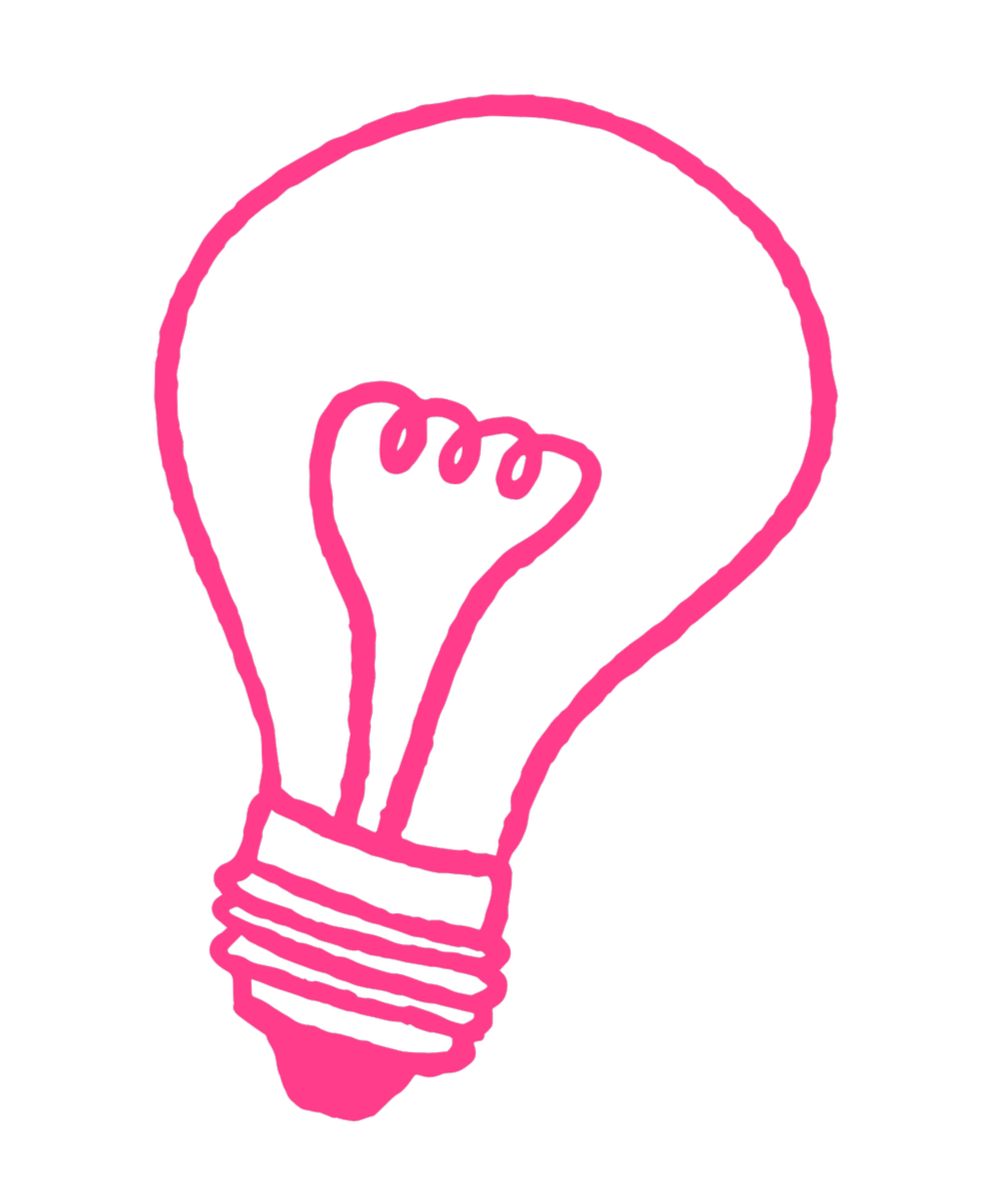 Pink outline of lightbulb