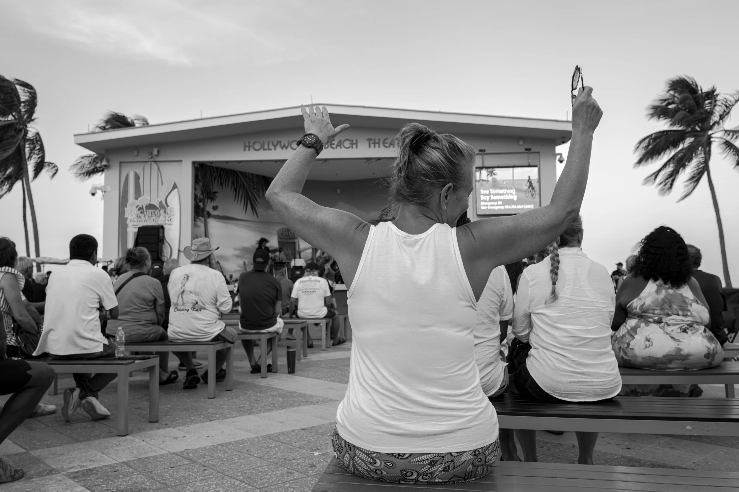 Enjoying a Hollywood Beach concert while dance sitting