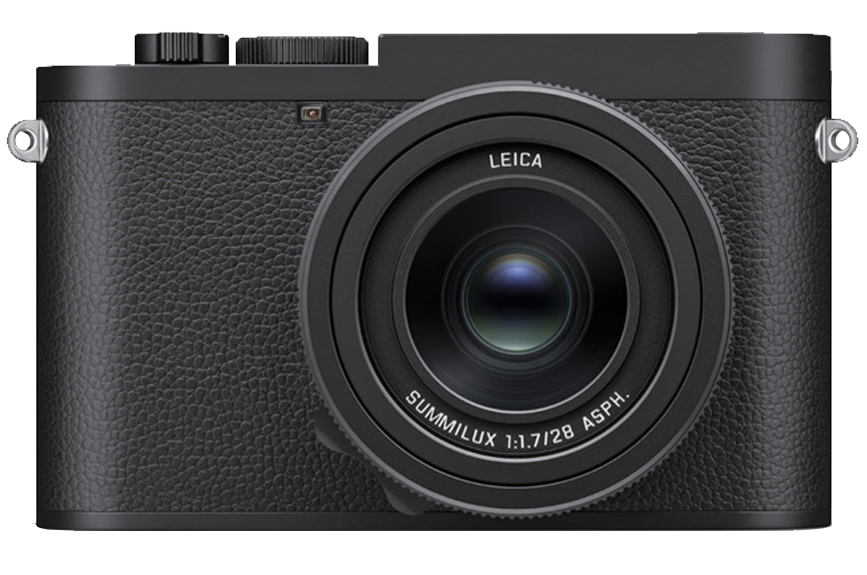 A black compact digital camera with a textured grip and a large Leica lens labeled Summilux 1.7/28 ASPH.