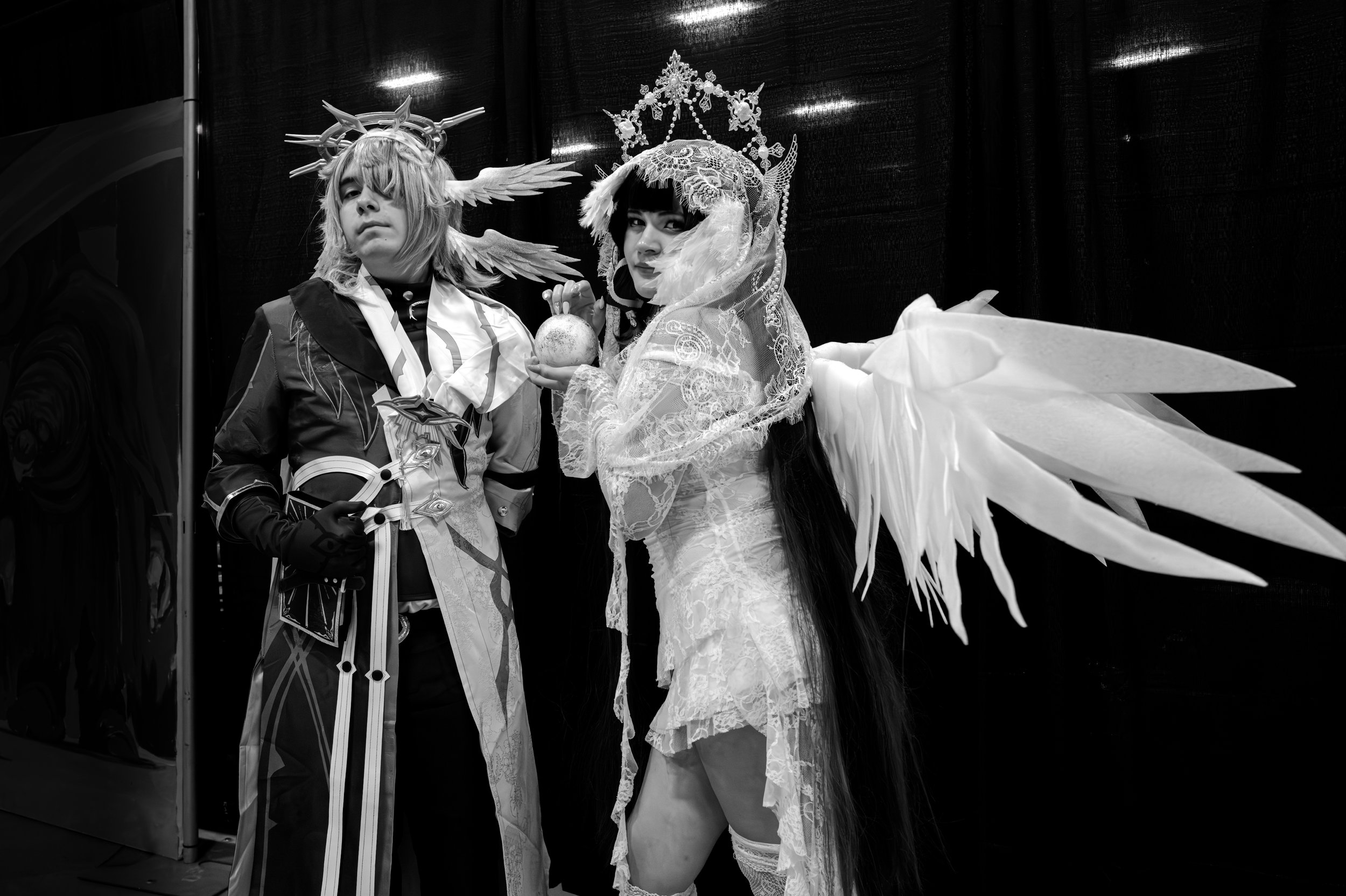 UltraCon Comic Con in Black & White with two mystical characters UltraCon 2026 photos by Ernie Emad, Monochrome Miami