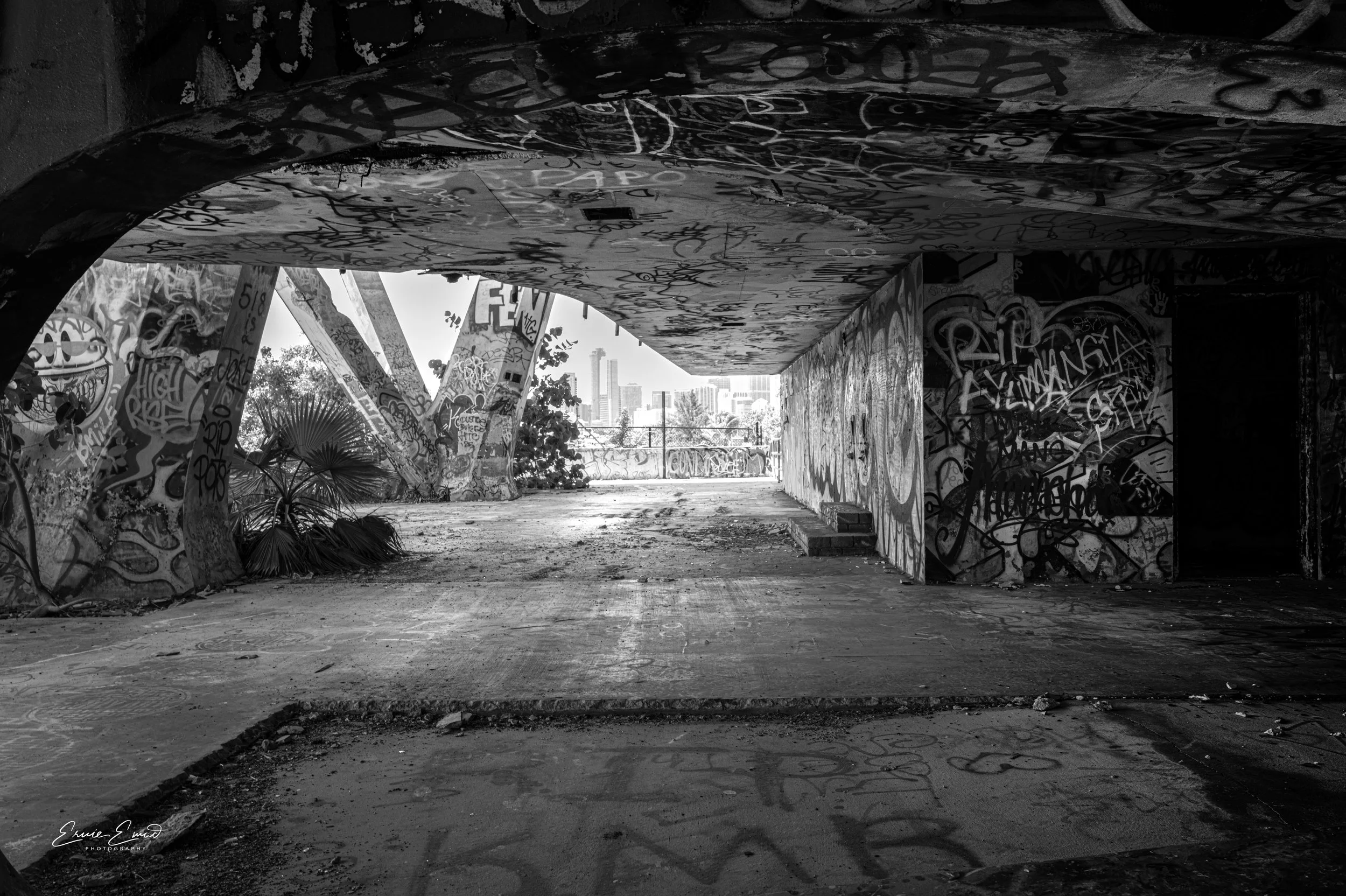 Graffiti laced Miami Marine Stadium