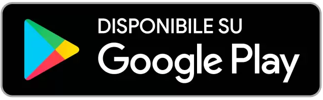 Bottone pubblicitario con logo di Google Play e testo 'Disonibile su Google Play'.
