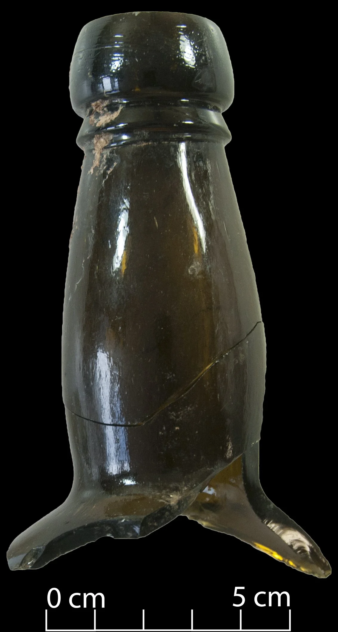 One black beer bottle neck and finish.