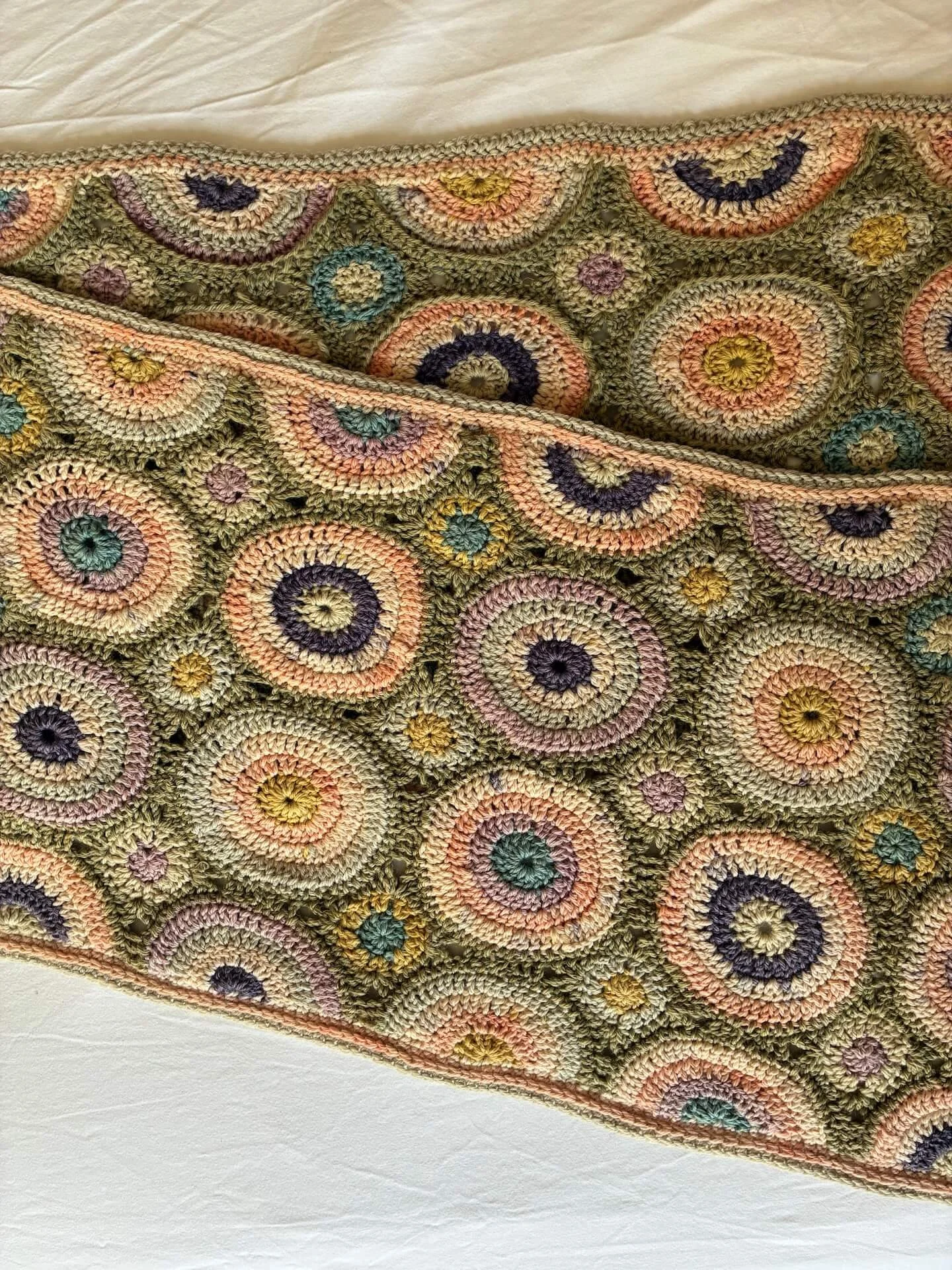 Finished crochet scarf kit. All wool was dyed with plants