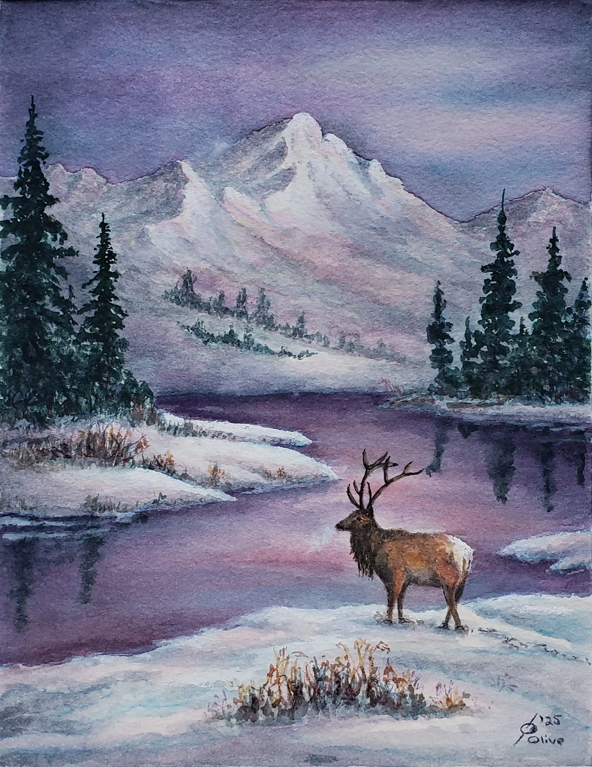 Snowy Trail of the Lone Elk