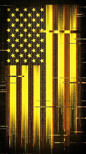 Golden Glitch Flag (Vertical)