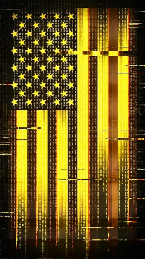 Golden Glitch Flag (Vertical)