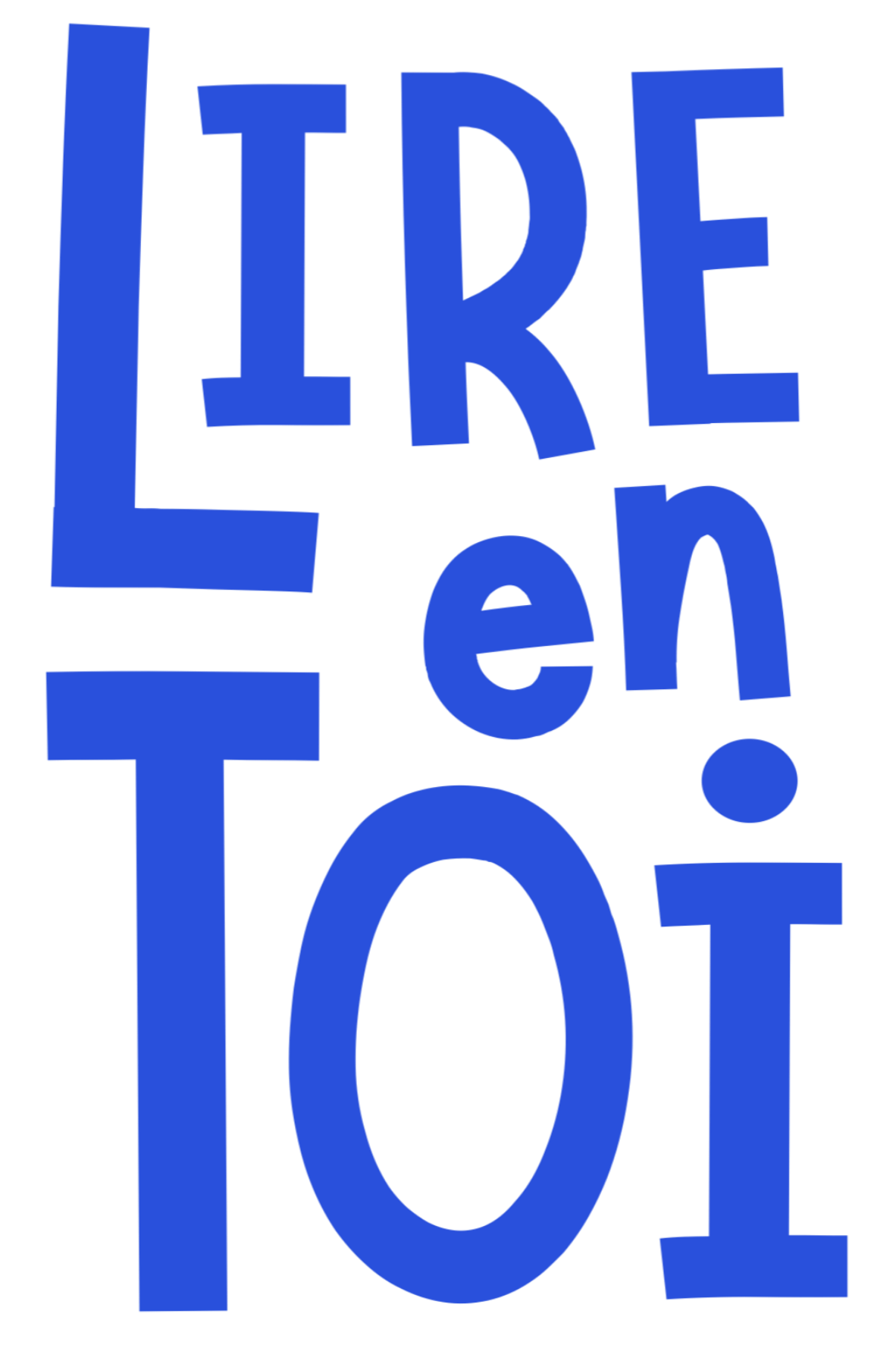 Texte en majuscules bleues disant "Lire en Toi" sur fond blanc