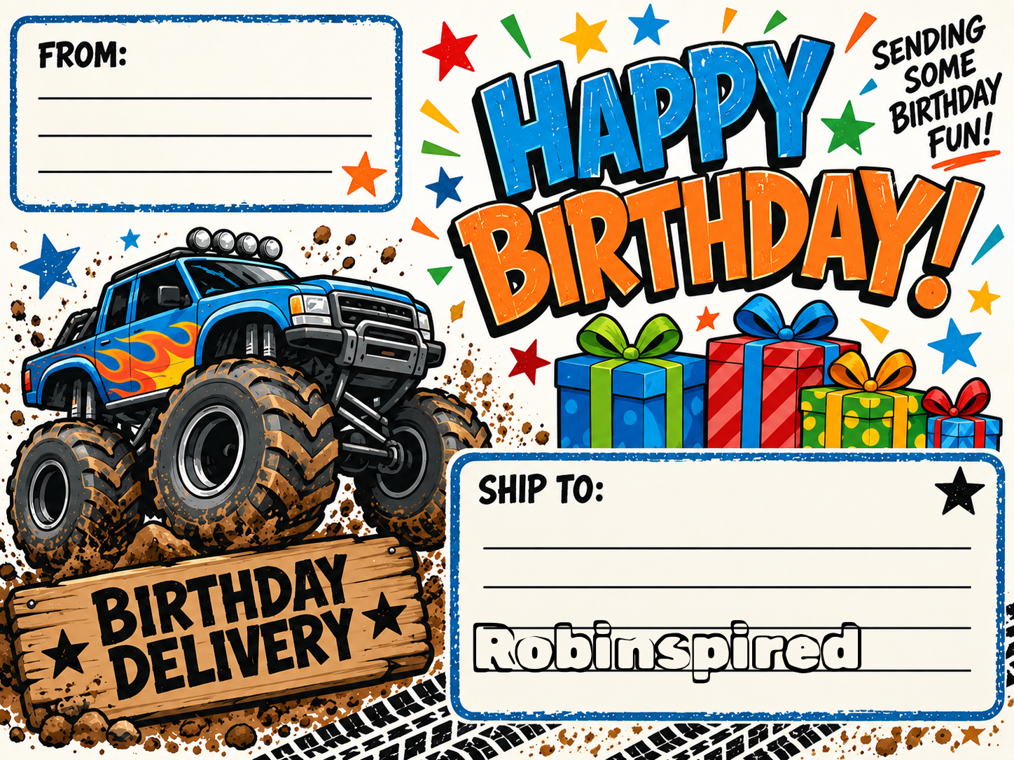 Birthday truck Label