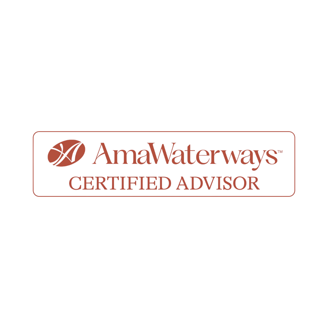 A logo with a basketball icon, the text AmaWaterways, and a banner stating Certified Advisor.