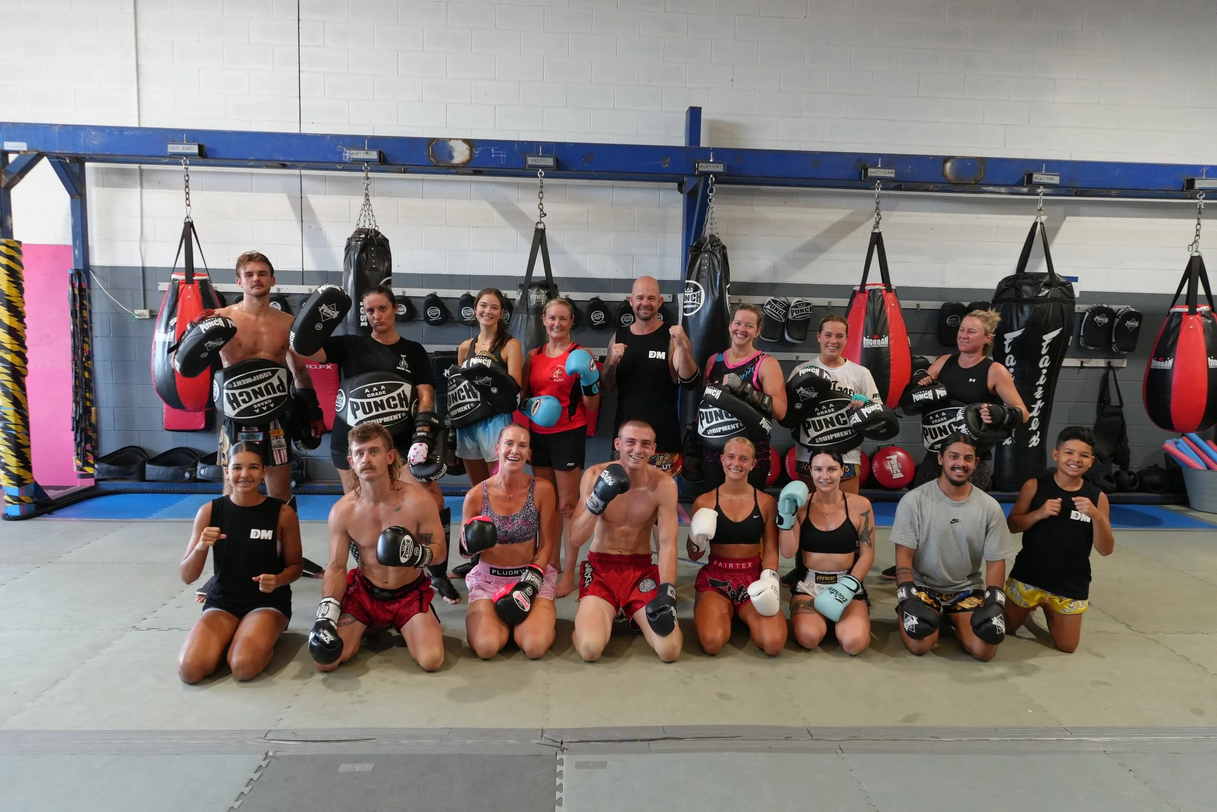 Group photo of members after class at DM Muay Thai & Fitness, Tweed Heads South