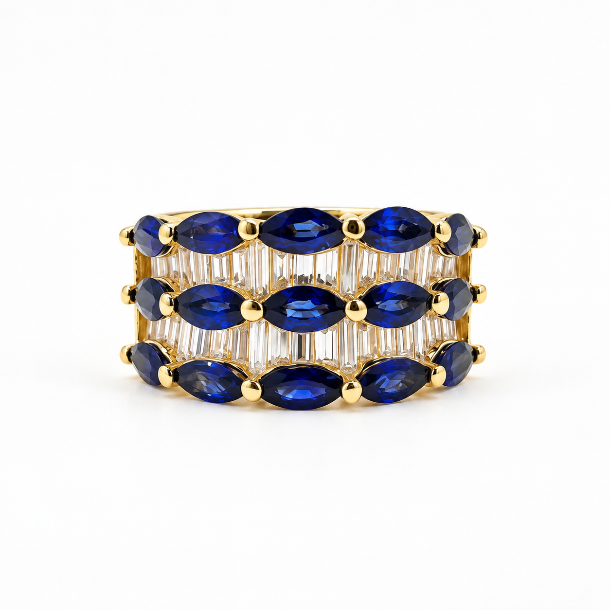 18K Sapphire & Diamond Statement Band