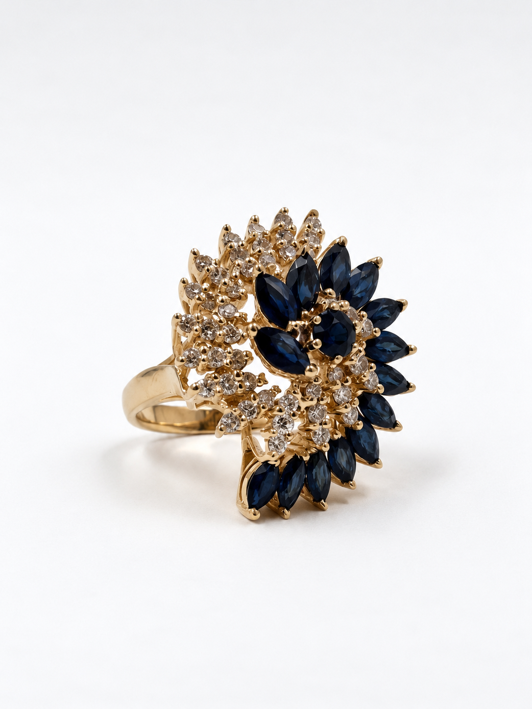 *Sapphire & Diamond Burst Cocktail Ring