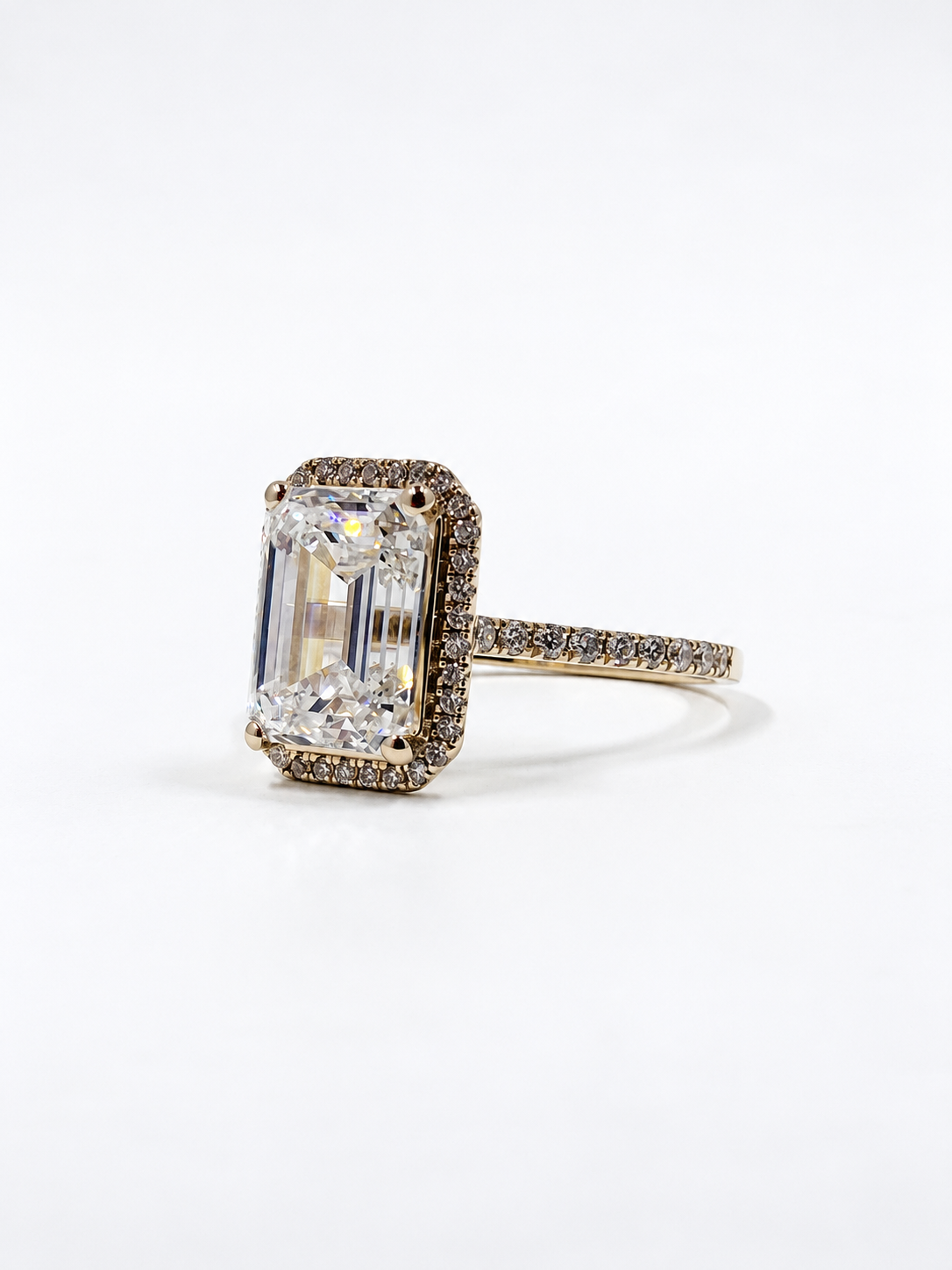 *3.35 Carat Emerald-Cut Diamond Halo Ring