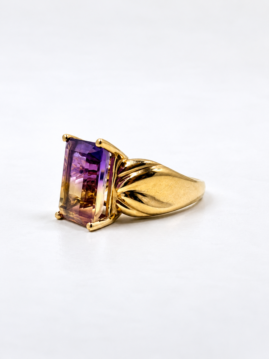 Gold Octagonal Ametrine Ring