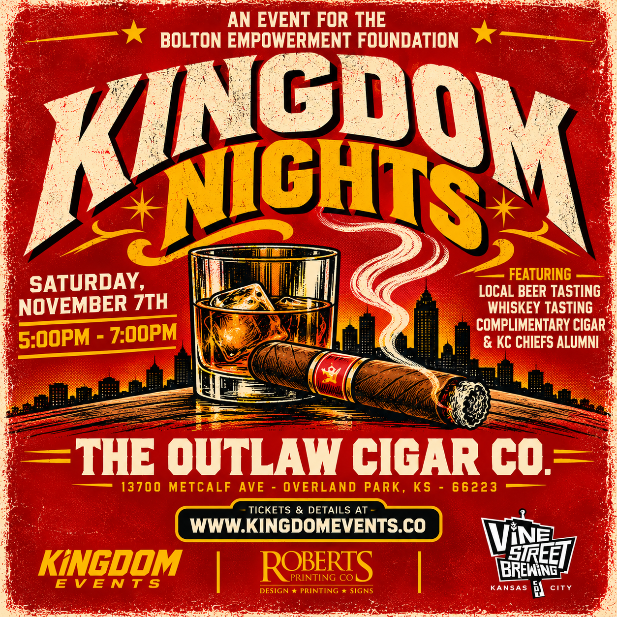 Saturday, November 7th - Kingdom Nights @ The Outlaw Cigar Co.