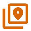 Icon of a framed picture with a map pin on it
