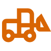 Icon of a forklift lifting a box with a paper airplane