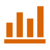 Orange bar chart with four vertical bars of varying heights