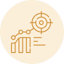 Abstract icon of a line graph with data points and a target or crosshair symbol