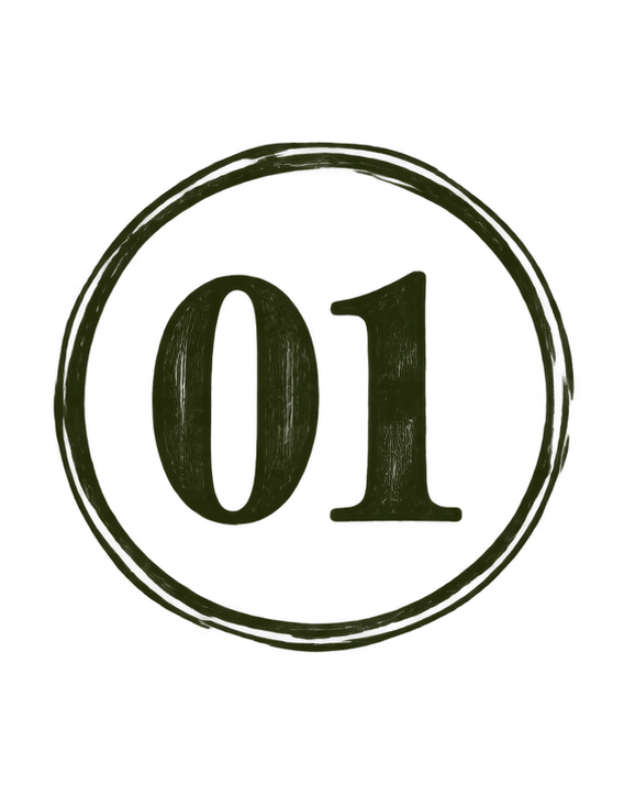 Number 01 inside a circular border.