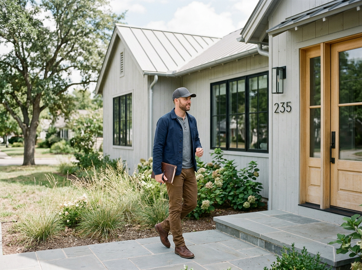 Licensed contractor arriving to provide a home estimate for remodeling and energy upgrades.