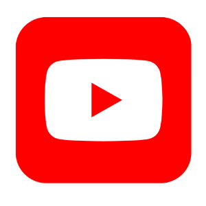 YouTube logo with a red background and black play button with a red triangle at the center.