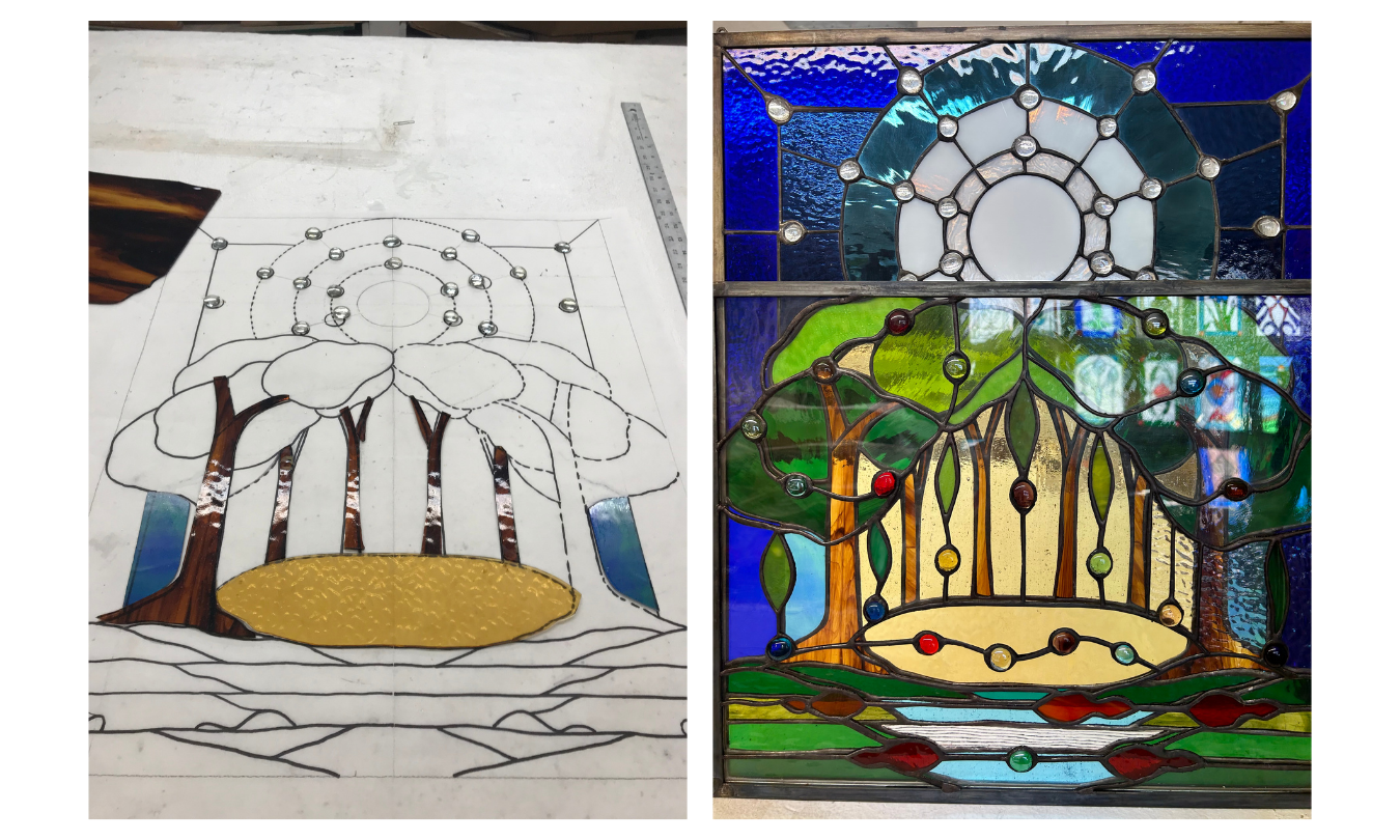 Jane Wendling Pompilio - From drawing to finished, illuminated window