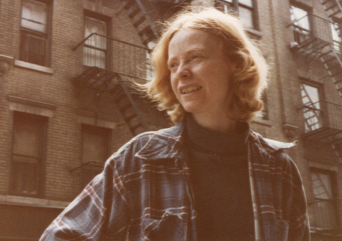 Diana’s dear friend Janet Yacht standing on a New York street, taken by Diana, on one of their many walks through New York.