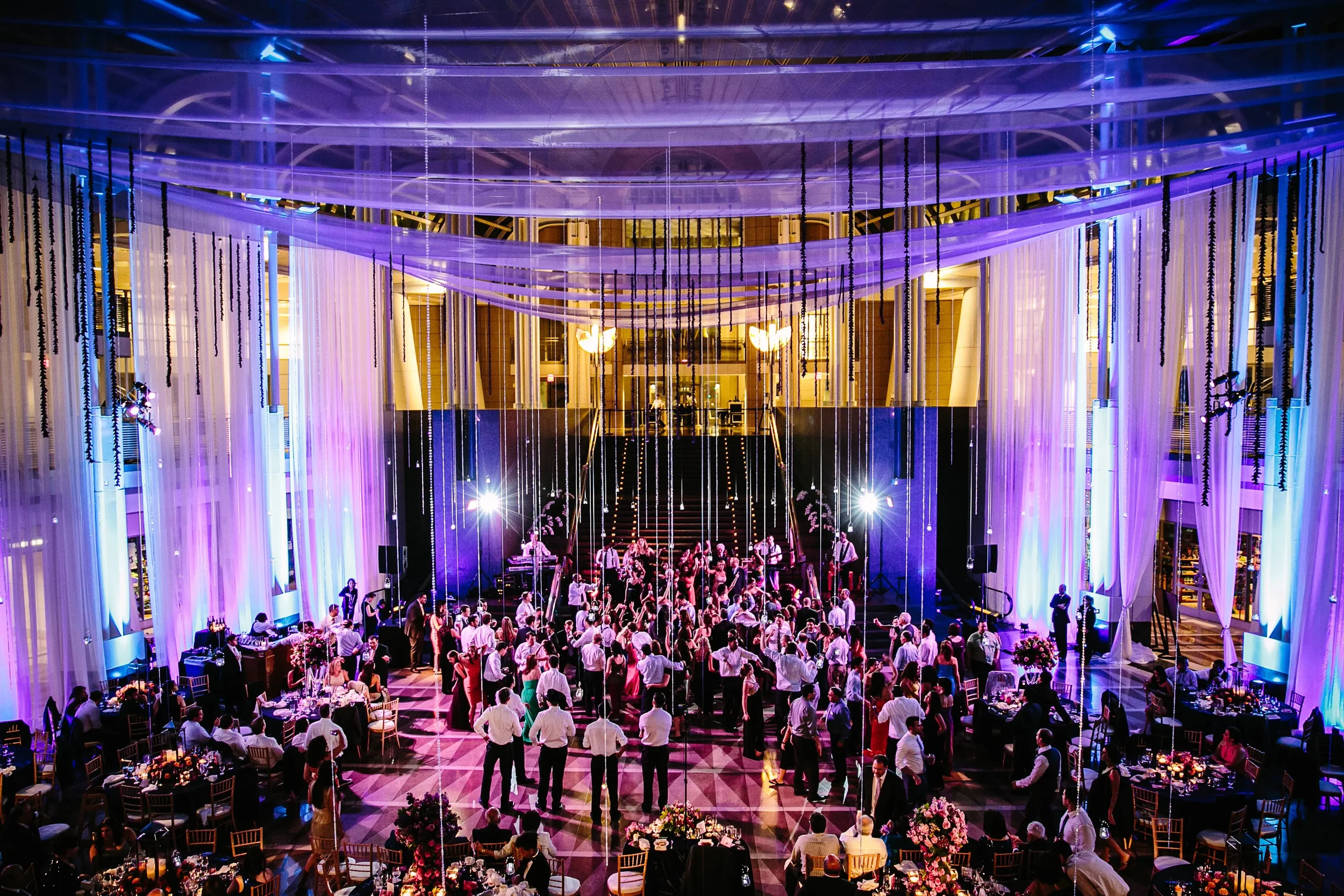 Illuminated dance floor at a PartyCrashers DJs wedding reception