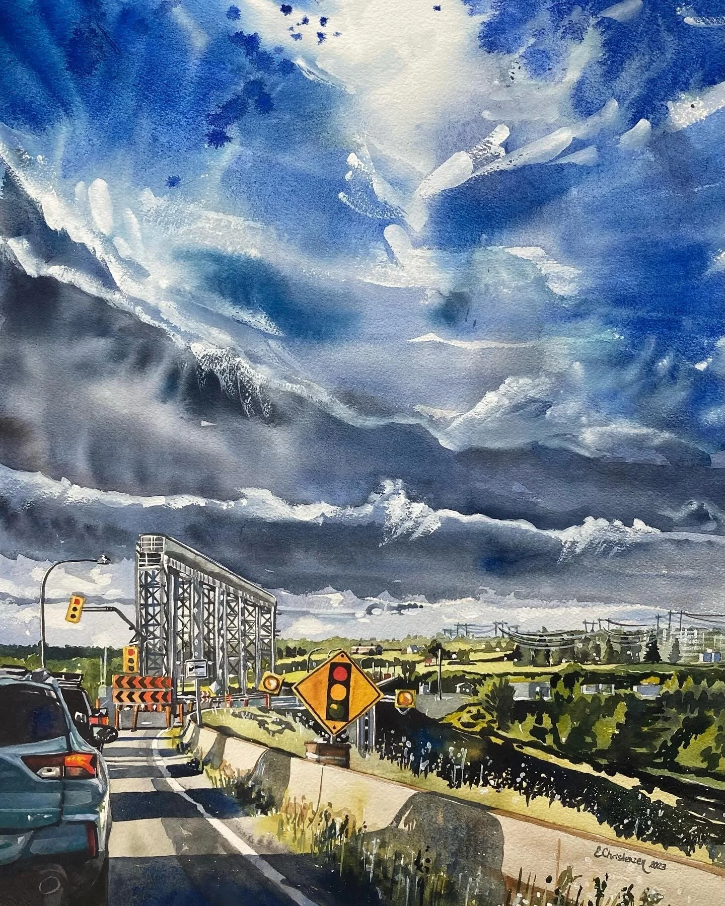 Where steel and water did collide. 2023. Watercolour on paper. 