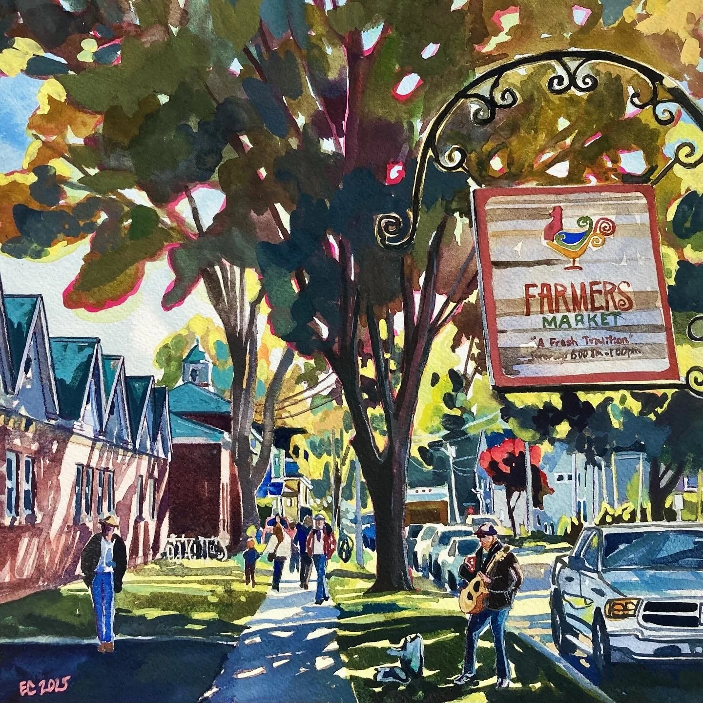 It's nine o'clock on a Saturday. 2025. Watercolour and gouache on paper. 