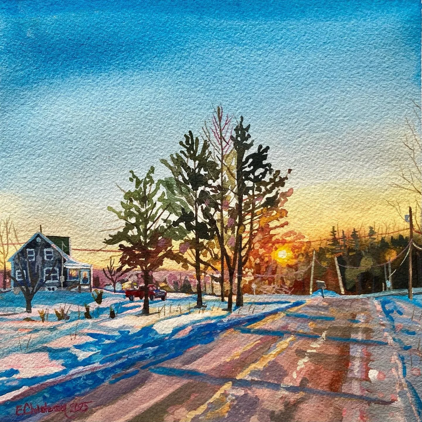 Hazy Shade of Winter. 2025. Watercolour and gouache on paper. 