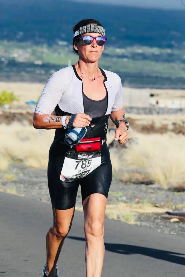 Gloria competing at the IRONMAN World Championship in Kona, Hawaii.