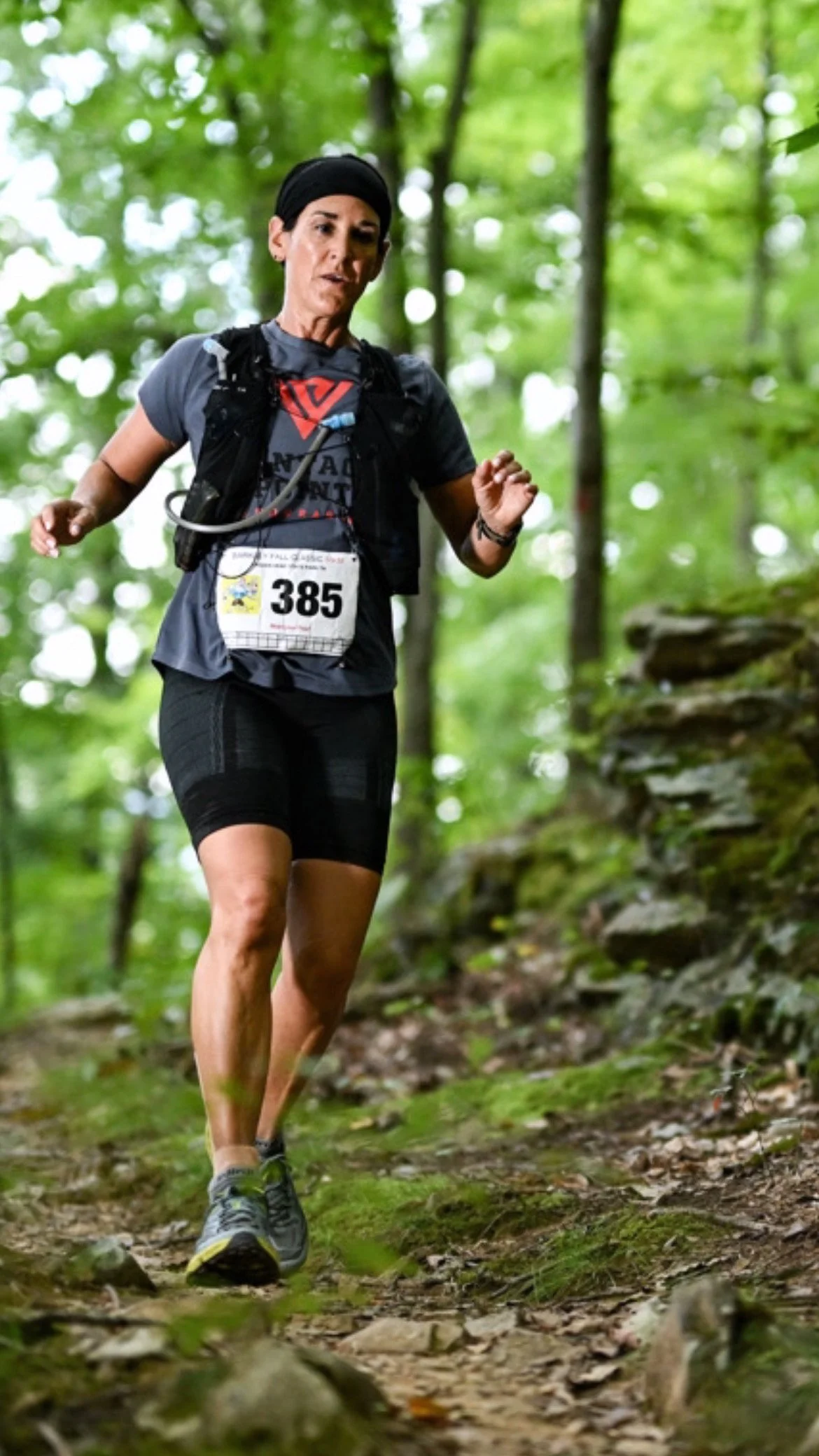 Trail runner competing in the Barkley Fall Classic 50K.