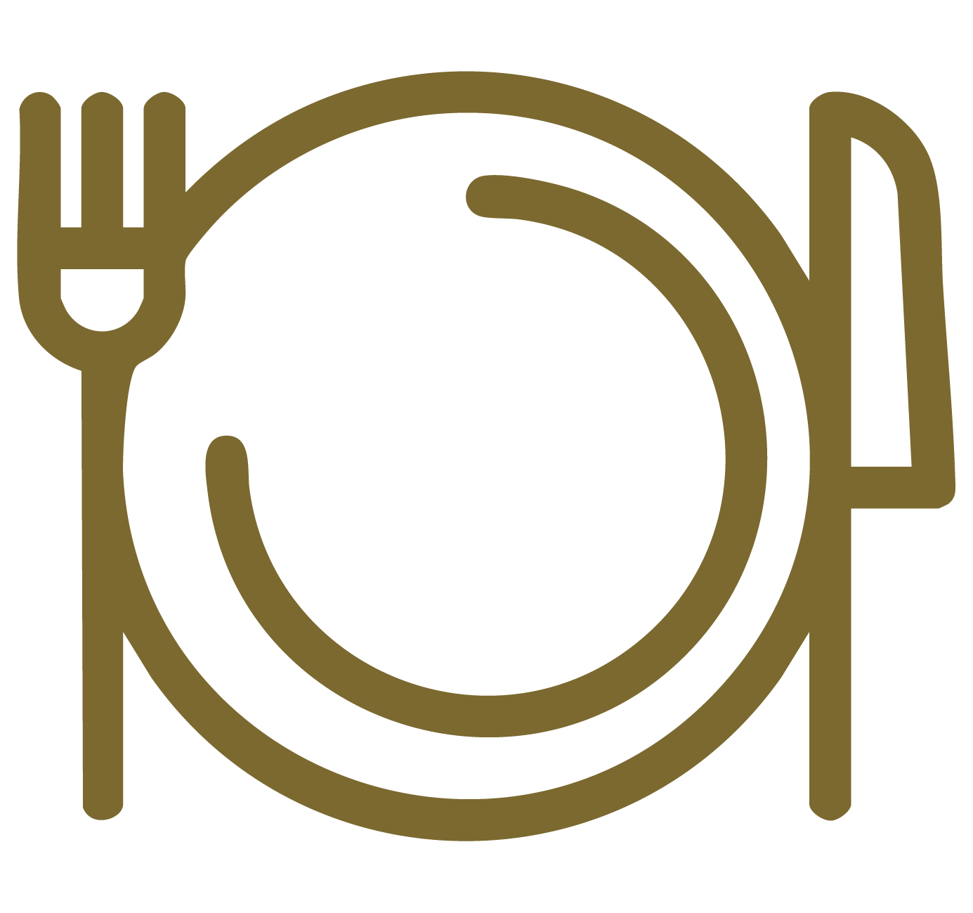 Icon of a fork, plate, and knife