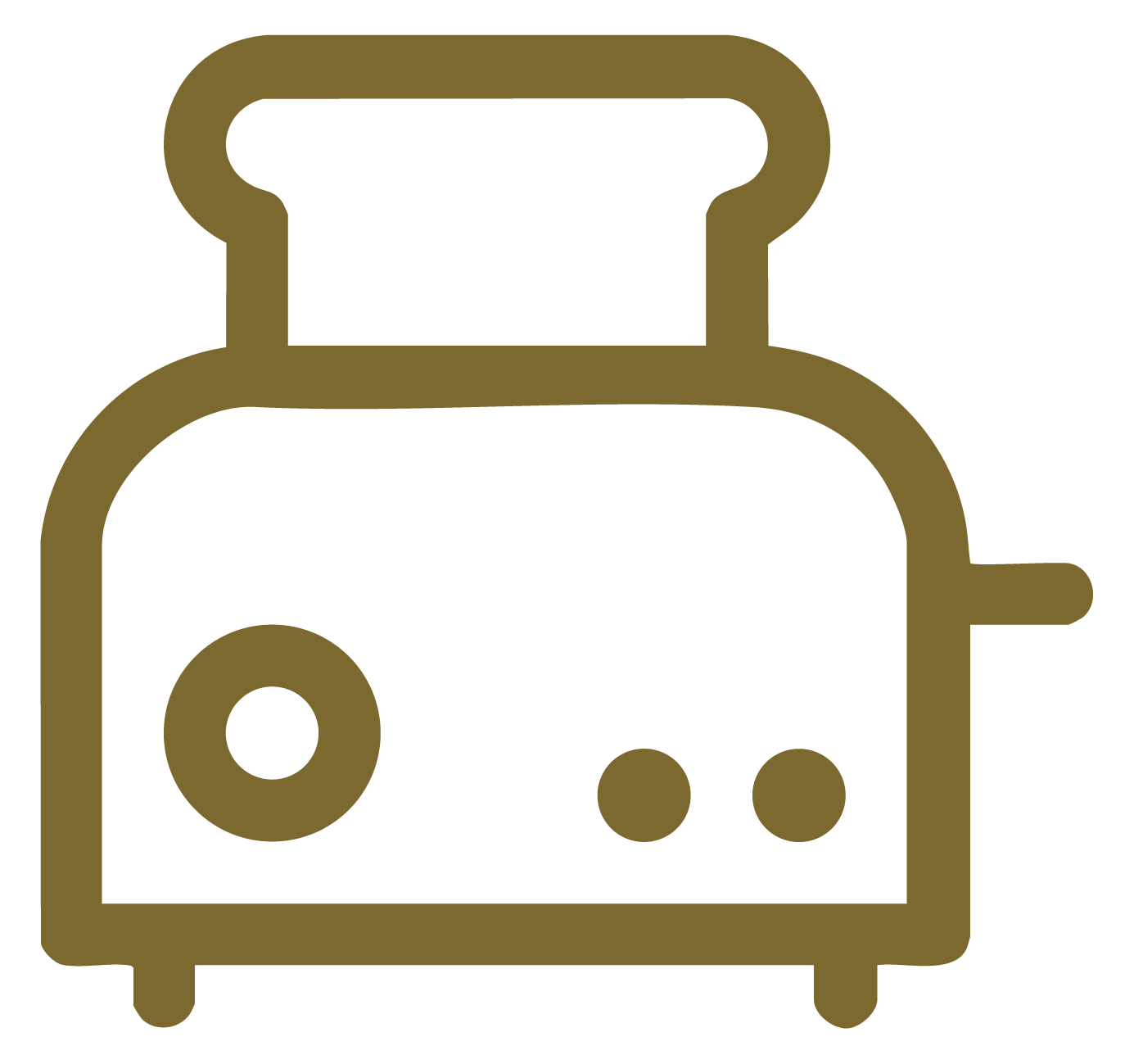 Simple brown toaster icon on a white background.