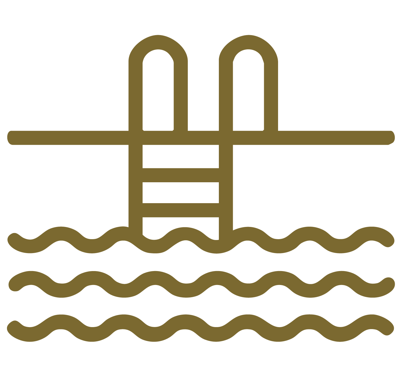 Icon of a swimming pool with ladder and water waves