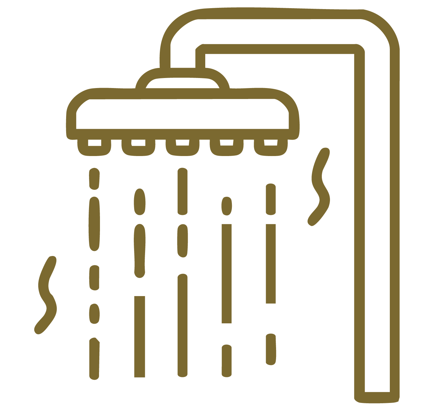 Icon of a shower with water and steam