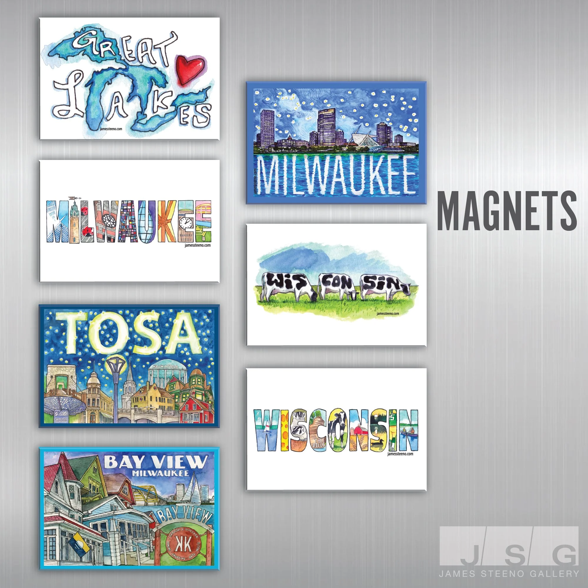 Milwaukee and Wisconsin Magnets by James Steeno