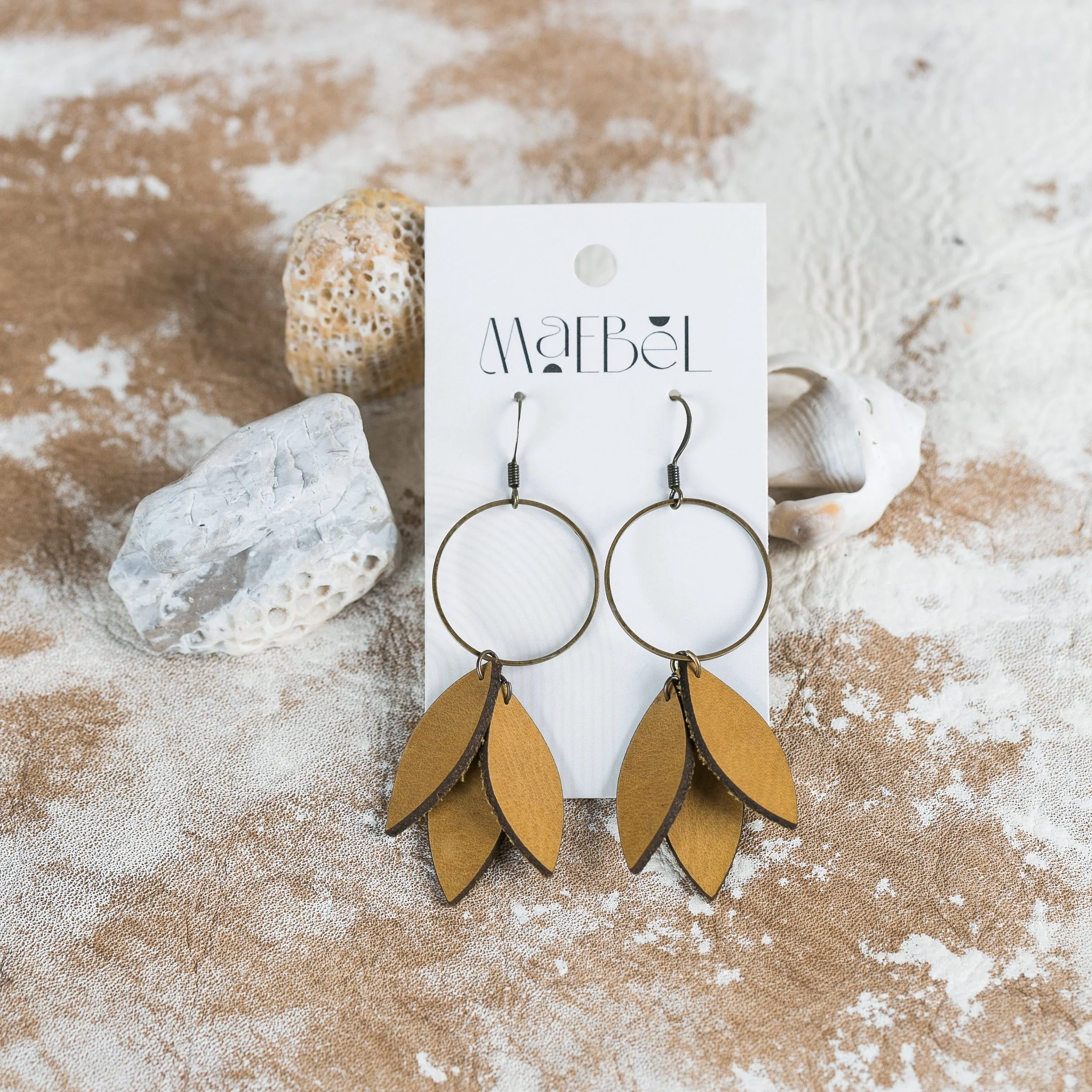 Tiny Leaves Hoop Earrings by Maebel Jewelry