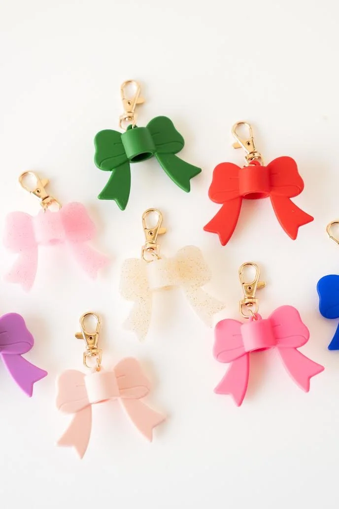 Bow Keychain Lip Balm Holder (includes 1 Nourish Candy Cane Lip Balm)