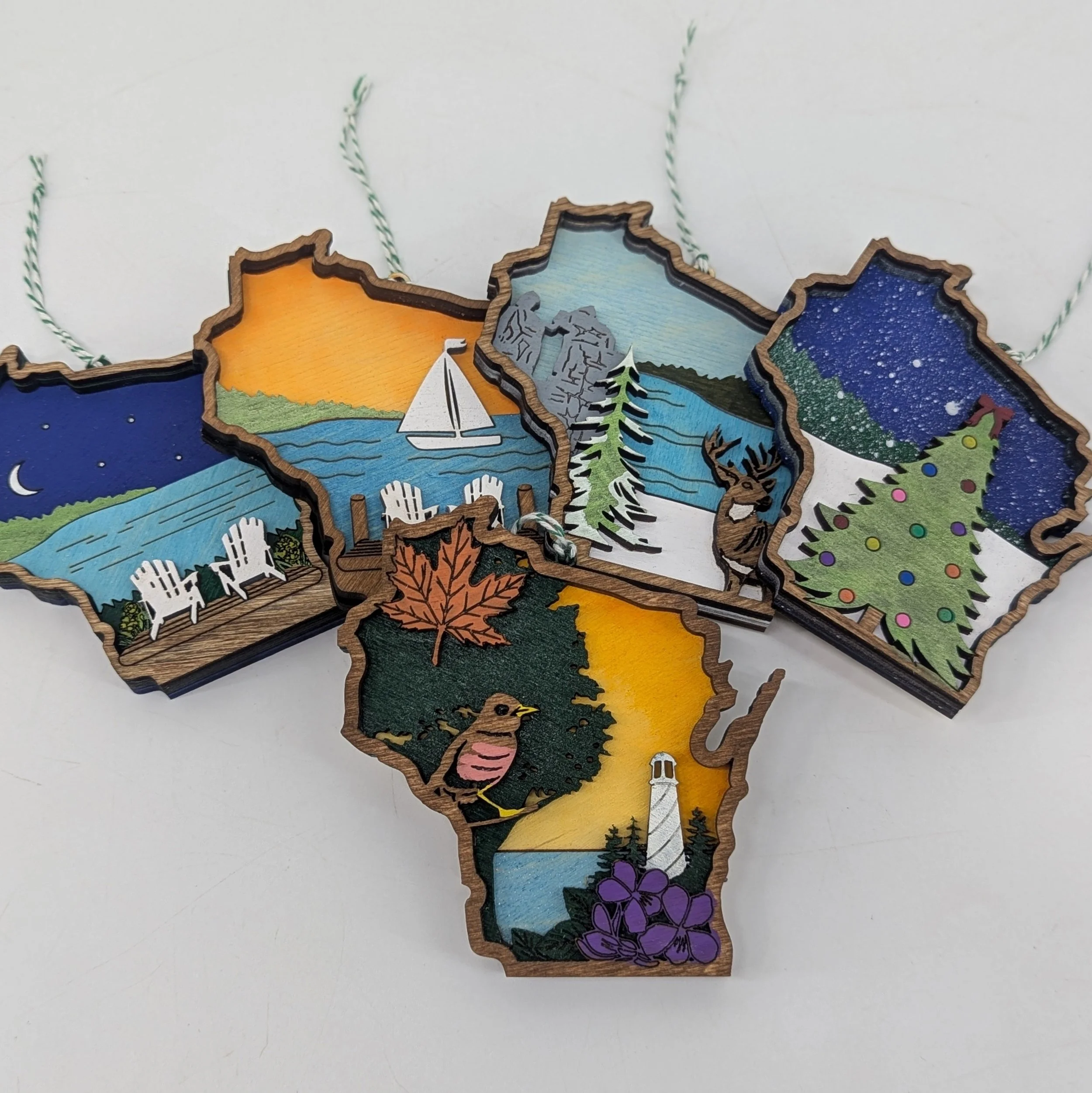 Layered Wisconsin Ornaments by Makery Maven