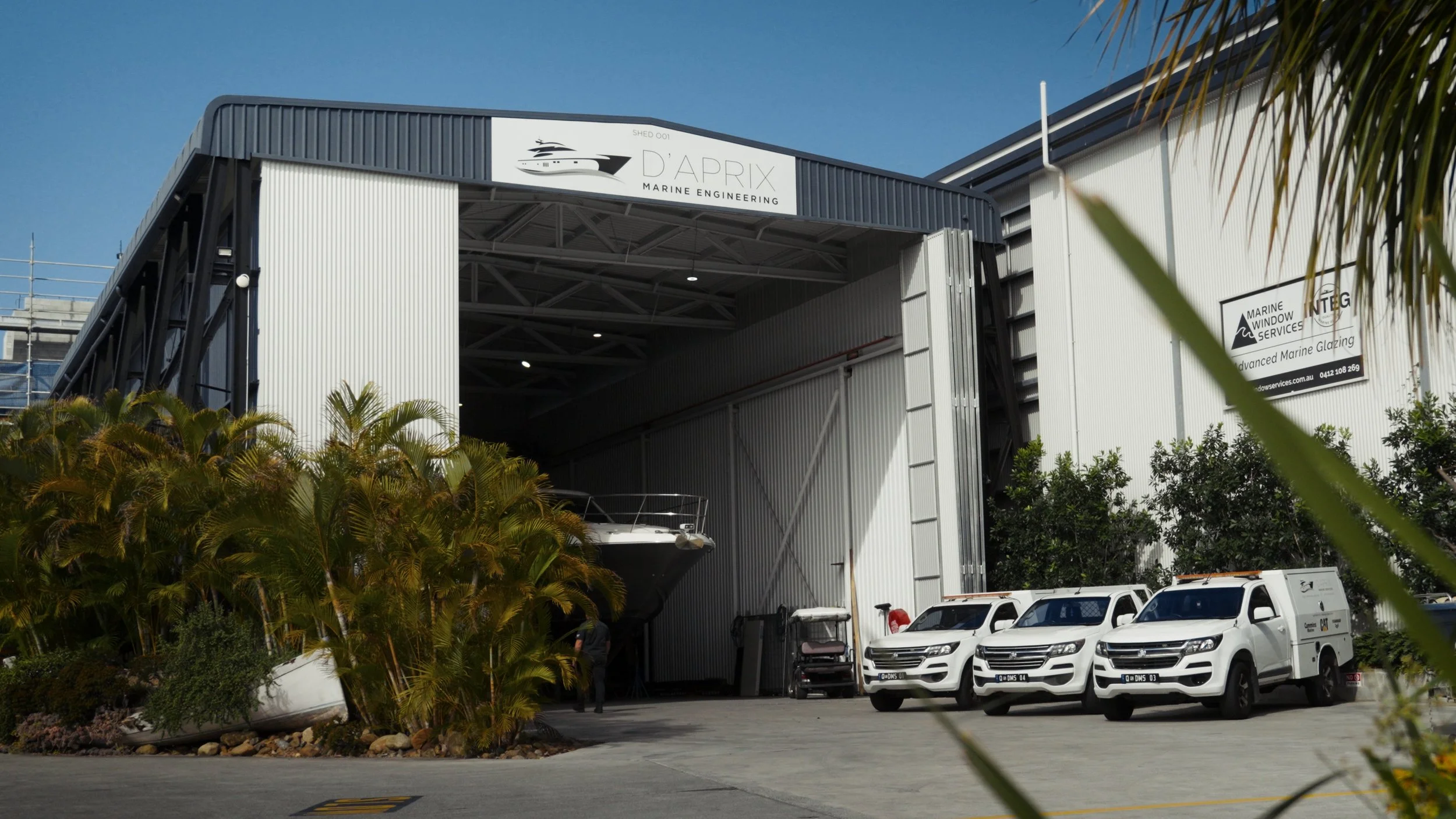 Exterior view of 'D'Aprix Marine Engineering workshop in Gold Coast