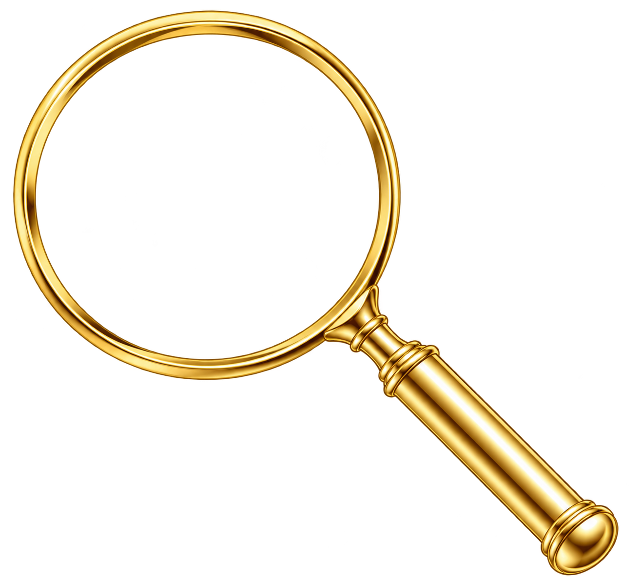 A gold magnifying glass positioned over a document, highlighting its content.