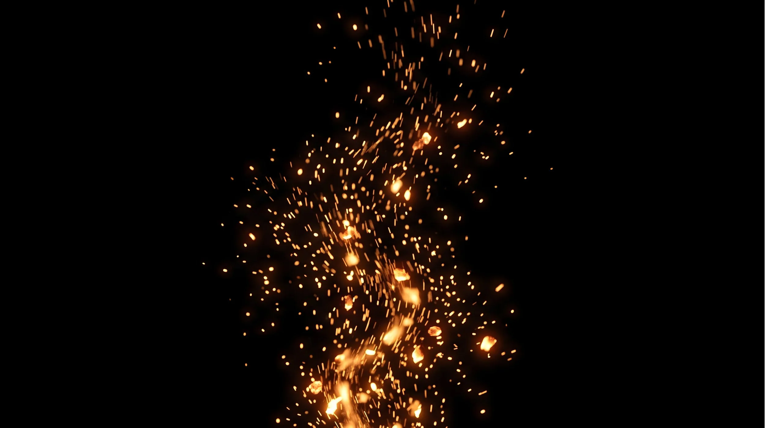 Sparks flying in the dark.
