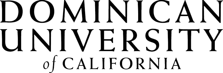 Text that reads "Dominican University of California" with the words arranged in a stylized font.