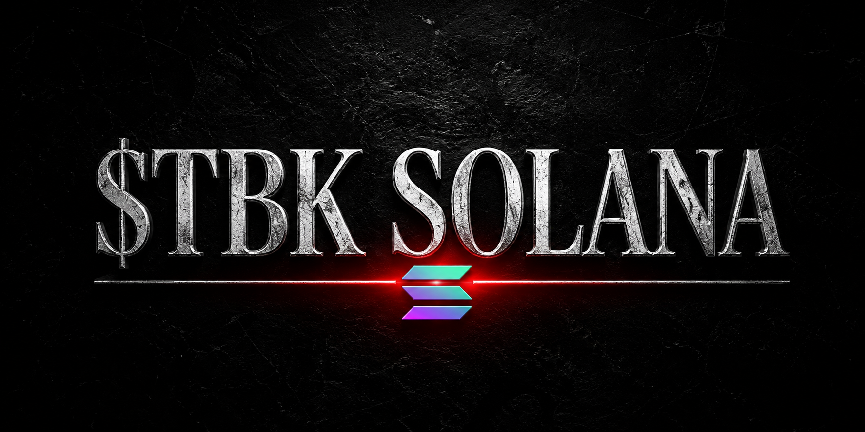$TBK Solana in metallic lettering with the Solana logo on a dark background, representing The Border Kid token.