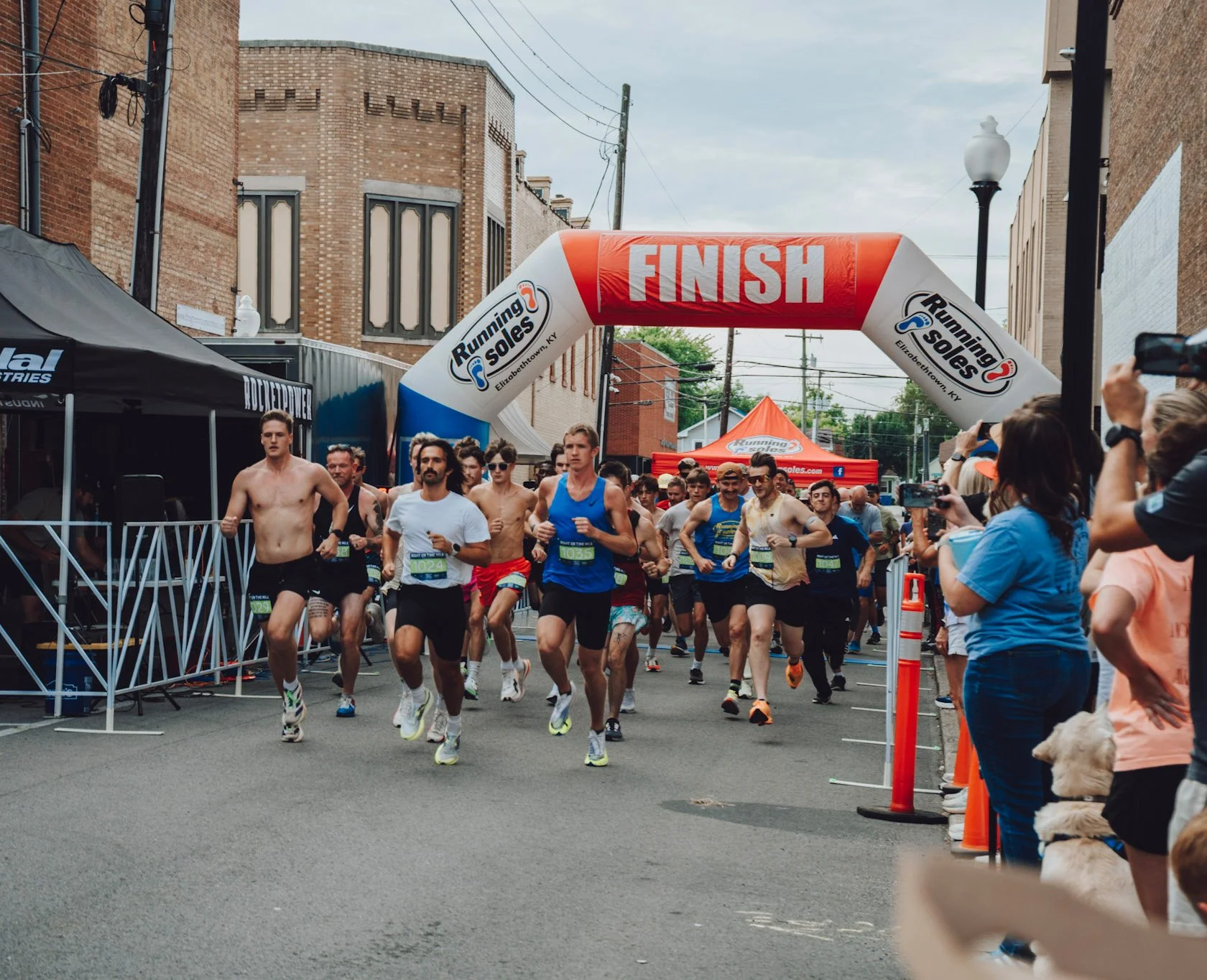 Runners take off from the starting line in downtown Campbellsville, Kentucky